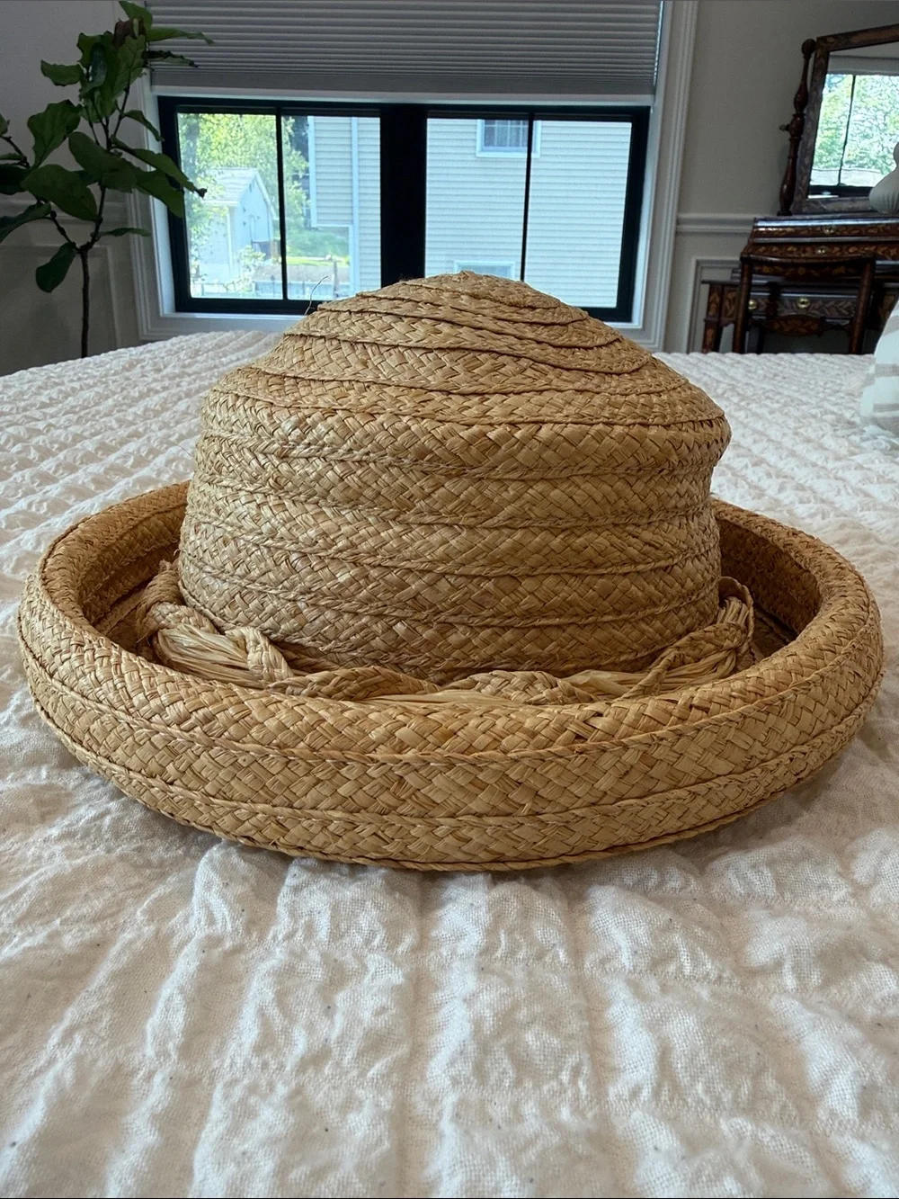 Liz Claiborne Braided Straw Sun Hat - Natural Tan